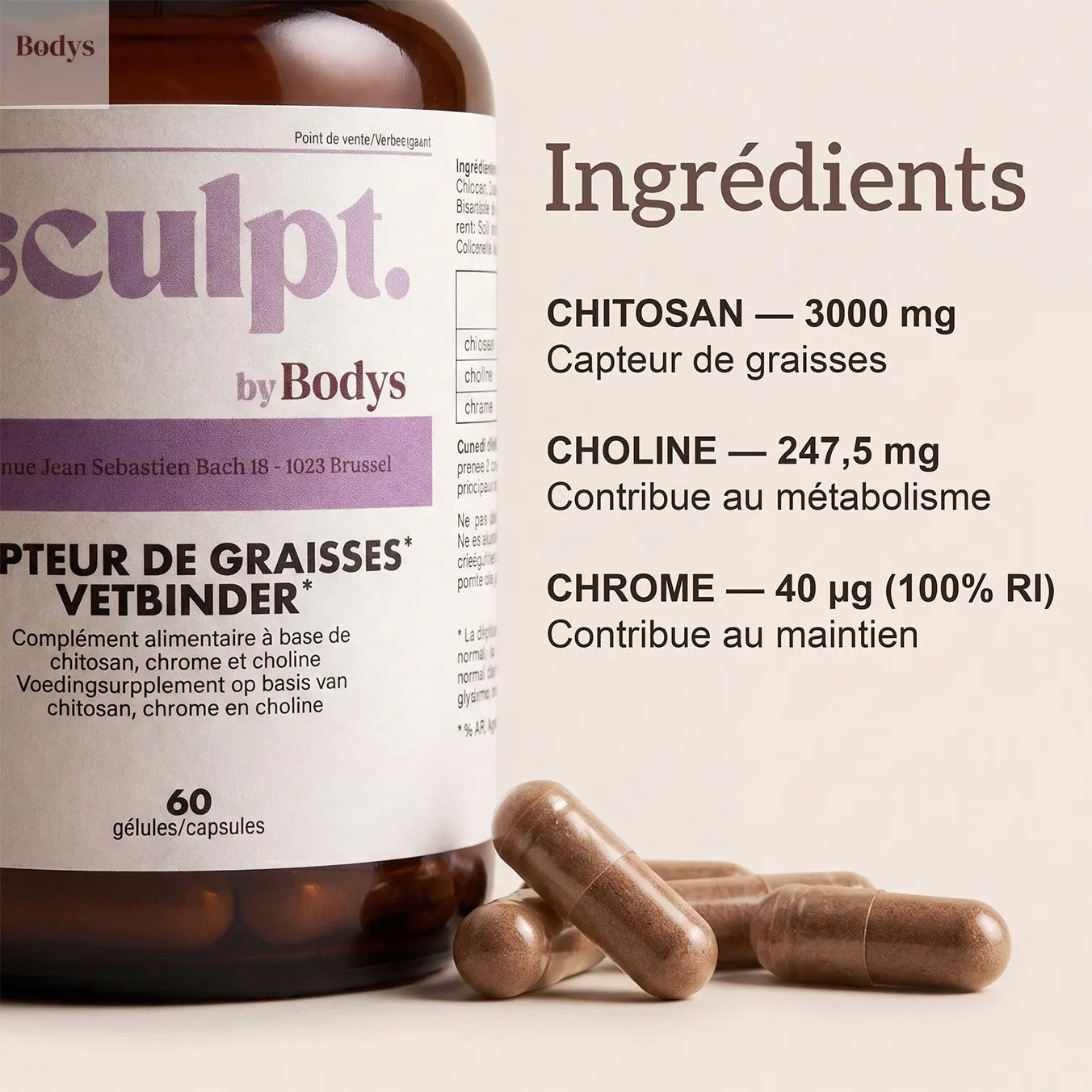 Sculpt - Gélule formule capteur de graisse & coupe-faim Bodys